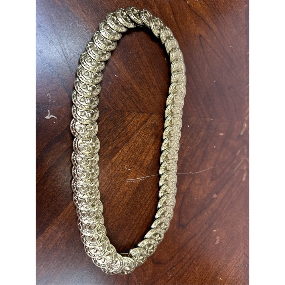 Vintage Gold Tone Concho Stretch Belt Sea Stars Shells Small? Stretches Out! - Picture 2 of 11